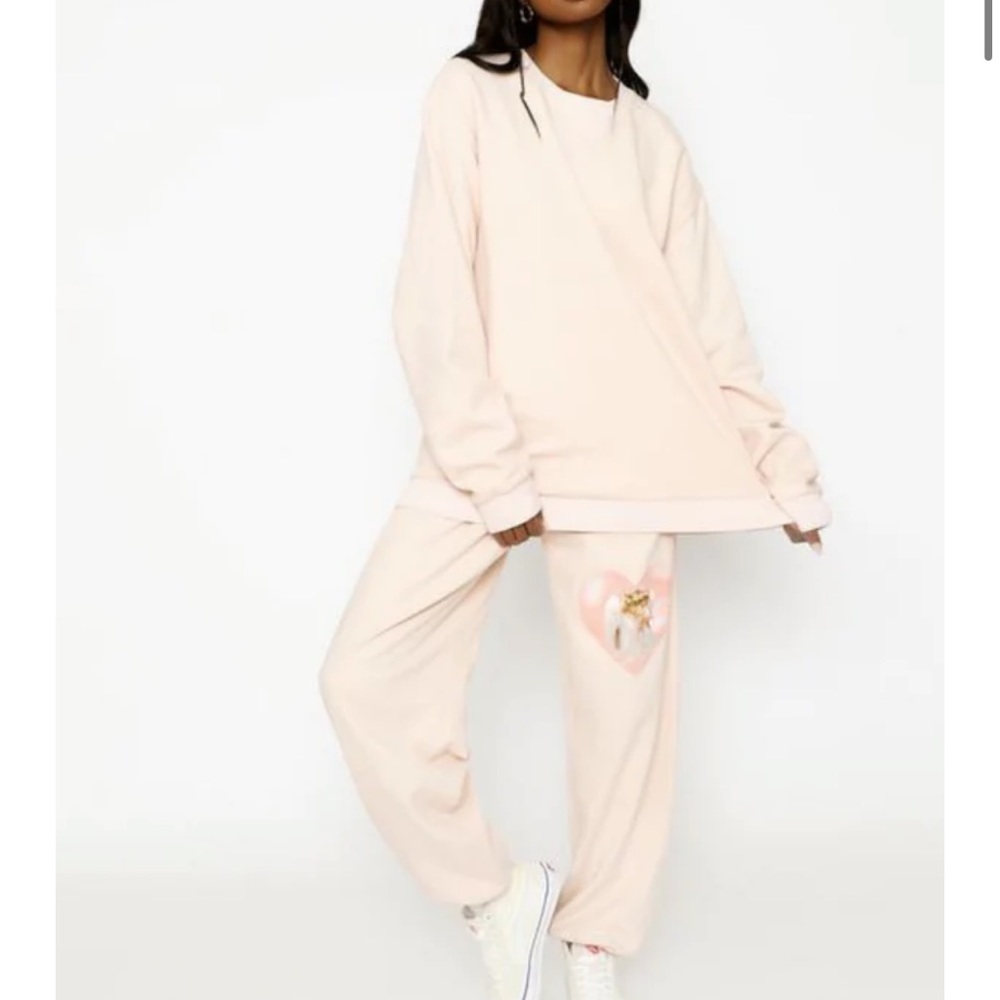Boys Lie Set Goodbye Crewneck and Sweat pants Light Pink